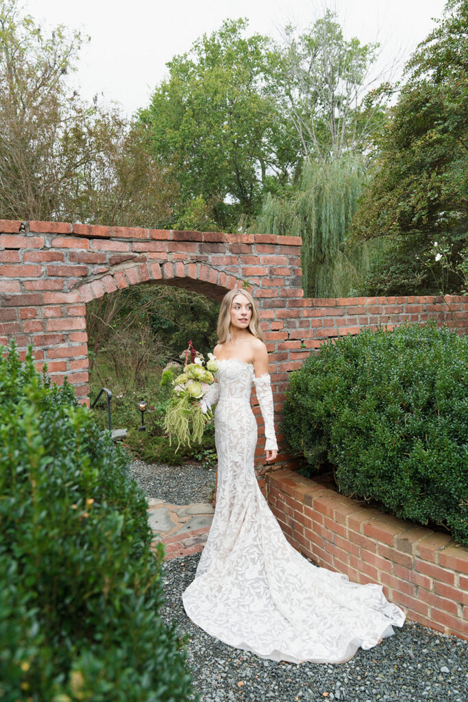 Luxury wedding bouquet with blush florals and cascading amaranthus designed by Virginia wedding florist