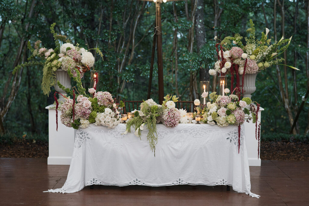Sculptural wedding flowers designed with calla lilies, dahlias, and hydrangeas for The Clifton Charlottesville wedding