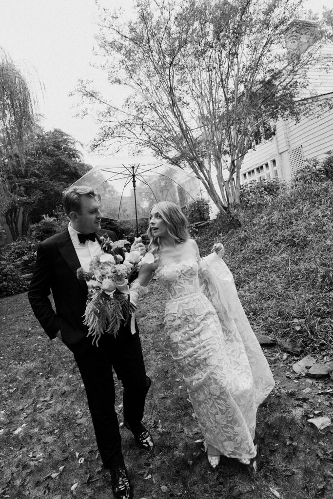 Contemporary bridal bouquet with calla lilies, dahlias, and sculptural floral design at The Clifton wedding venue